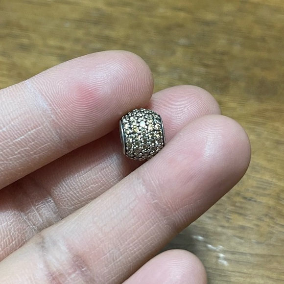 Retired Pandora Golden Pavé Charm Yellow CZ Sterling Bead Charm - Picture 6 of 9